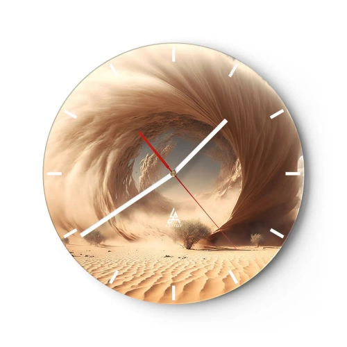 Wanduhr - Glasuhr - Eine Wüstenlandschaft mit einer wirbelnden portalartigen Struktur - 30x30cm - Geöffnetes Portal - Moderne Wanddekoration für Wohnzimmer, Küche und Schlafzimmer ARTTOR
