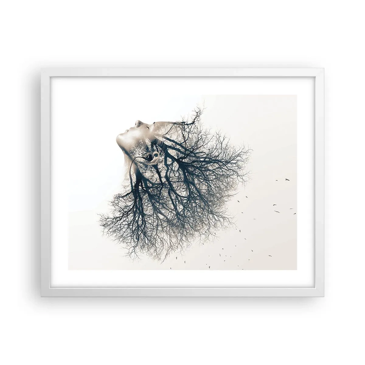 Poster in einem weißen Rahmen - Dem Rauschen der Bäume lauschen - 50x40 cm