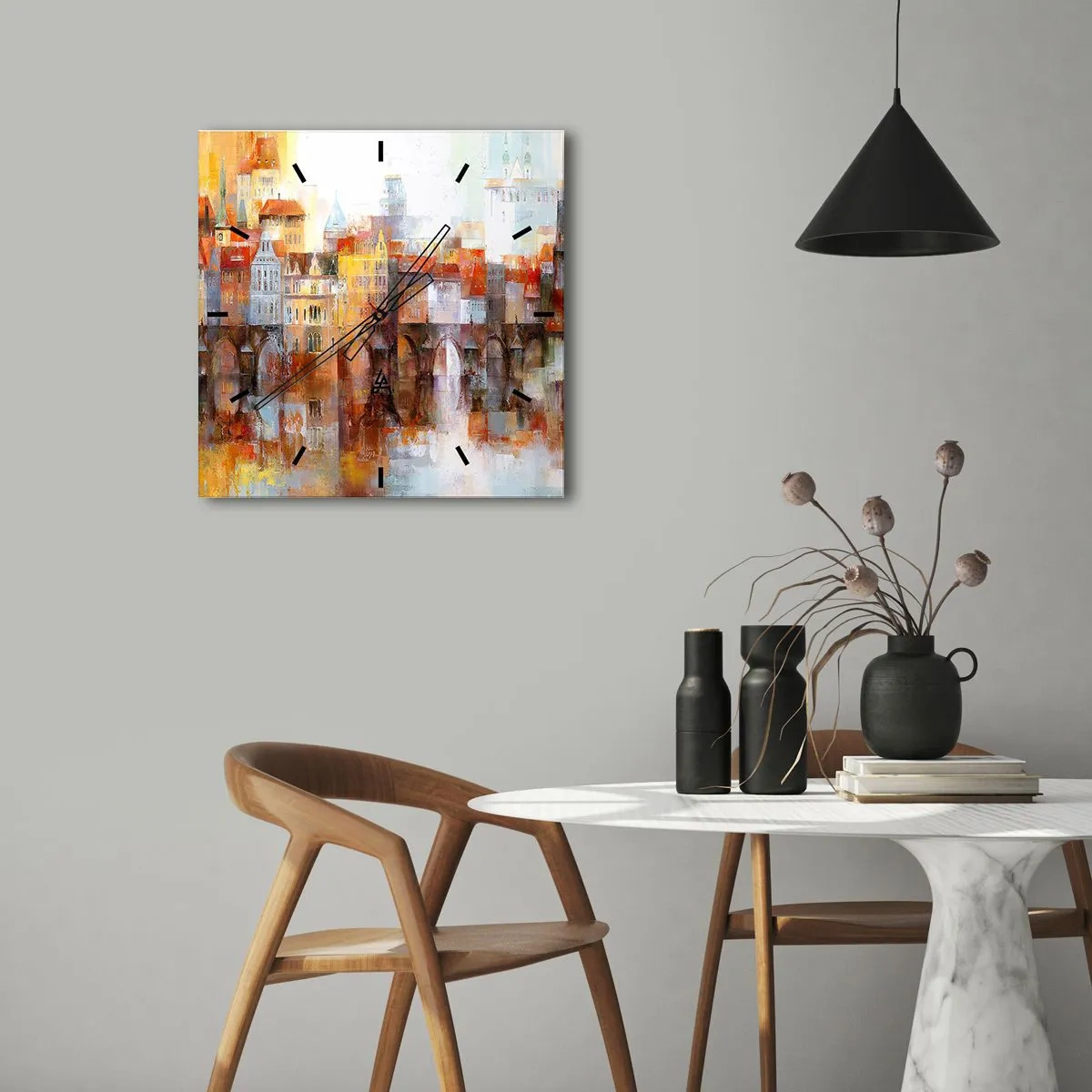 Wanduhr - Glasuhr - Schön ist es auch unter der Brücke - 40x40 cm