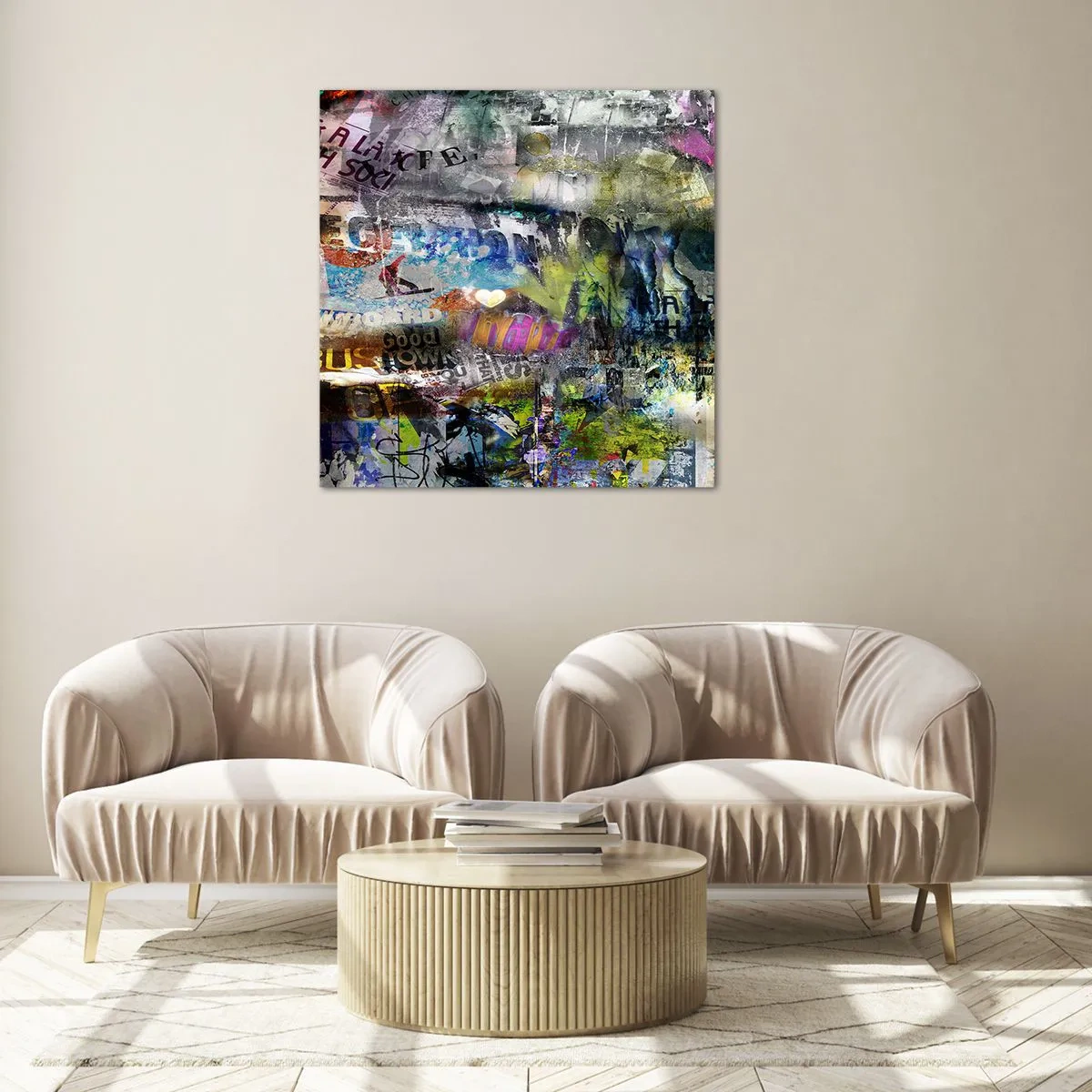 Glasbild - Bild auf glas - Collage aus Erinnerungen - 60x60 cm