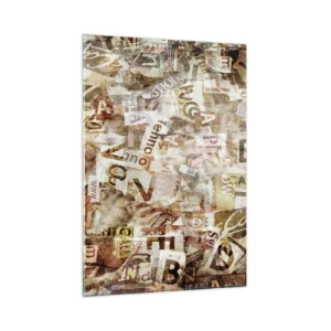 Glasbild - Bild auf glas - Vintage-Collage aus Briefen und Zeitungsausschnitten - 50x70cm - Ich vereinige das Geschwätz - Moderne Wanddekoration für Wohnzimmer und Schlafzimmer ARTTOR