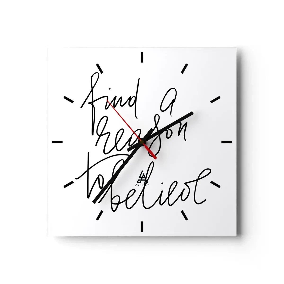 Wanduhr - Glasuhr - Ein motivierendes Zitat im minimalistischen Stil - 30x30cm - Es ist möglich - Moderne Wanddekoration für Wohnzimmer und Schlafzimmer ARTTOR