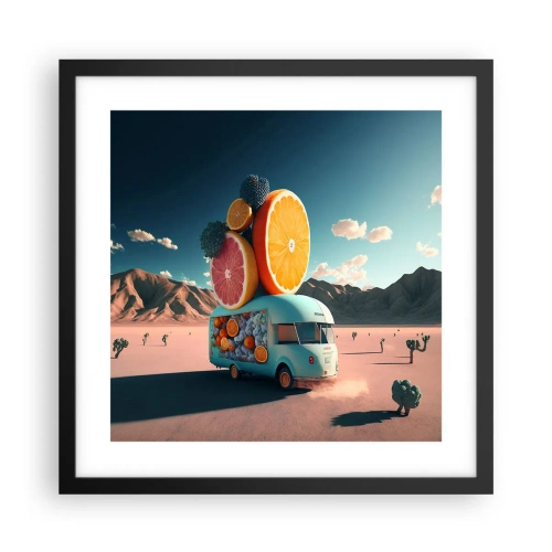 Poster in einem schwarzem Rahmen - Geschmack von Urlaub - 40x40 cm