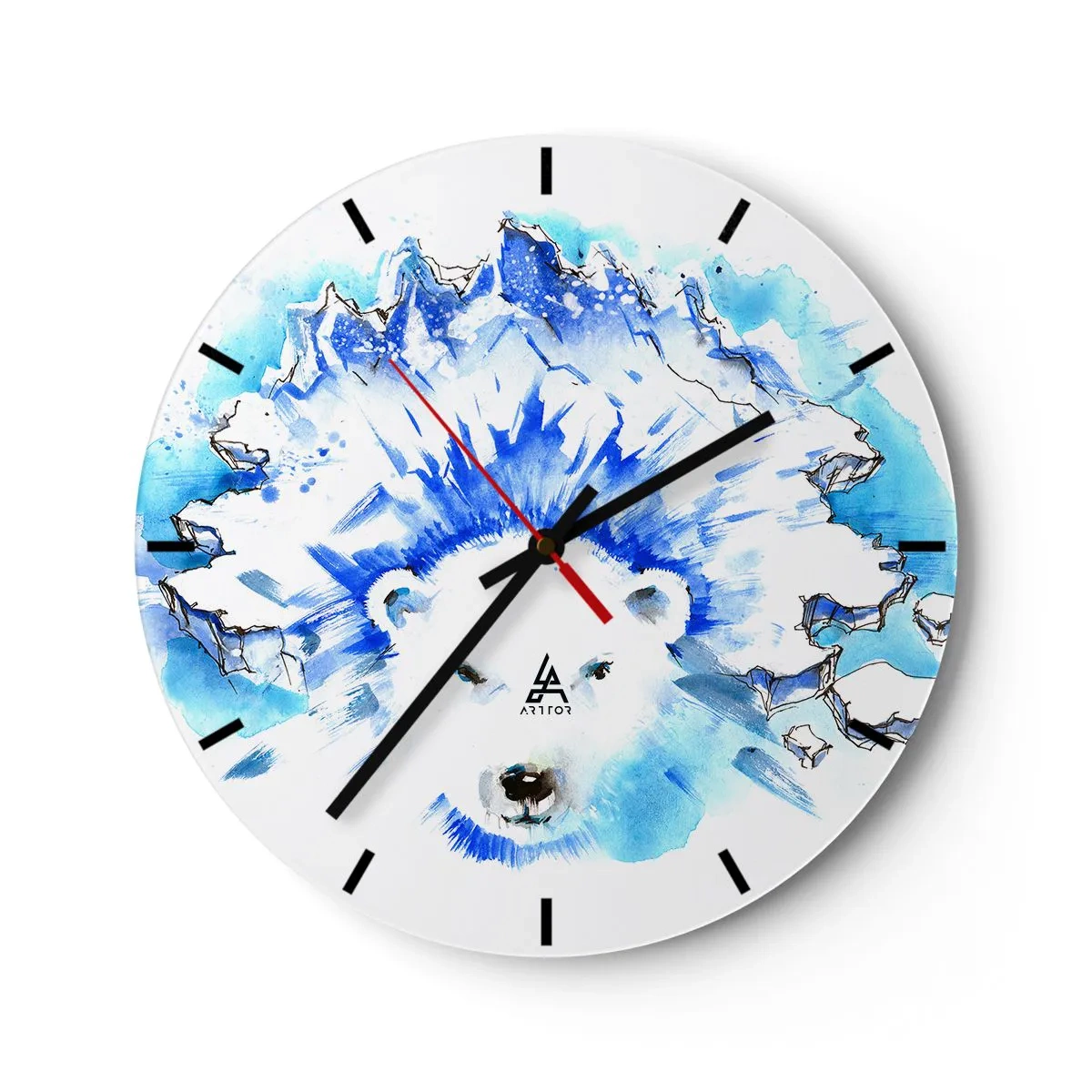 Wanduhr - Glasuhr - Der König der Arktis in einer Eiskrone - 40x40 cm