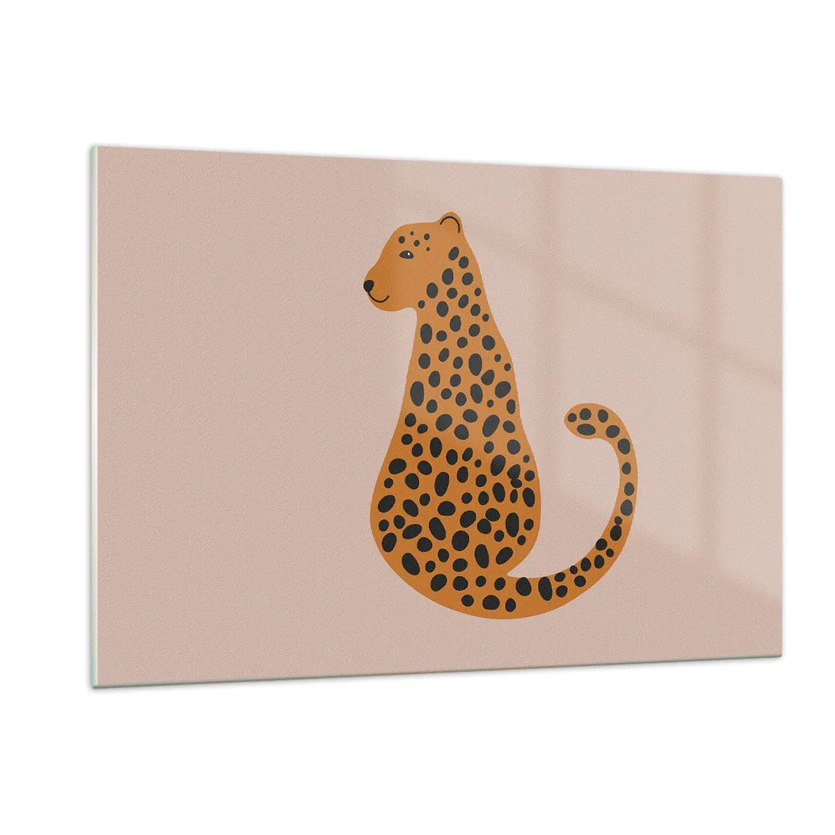 Glasbild - Bild auf glas - Illustration eines Panthers mit schwarzen Flecken auf beigem Hintergrund - 120x80cm - Leopardenmuster ist ein modisches Muster - Moderne Wanddekoration für Wohnzimmer und Schlafzimmer ARTTOR
