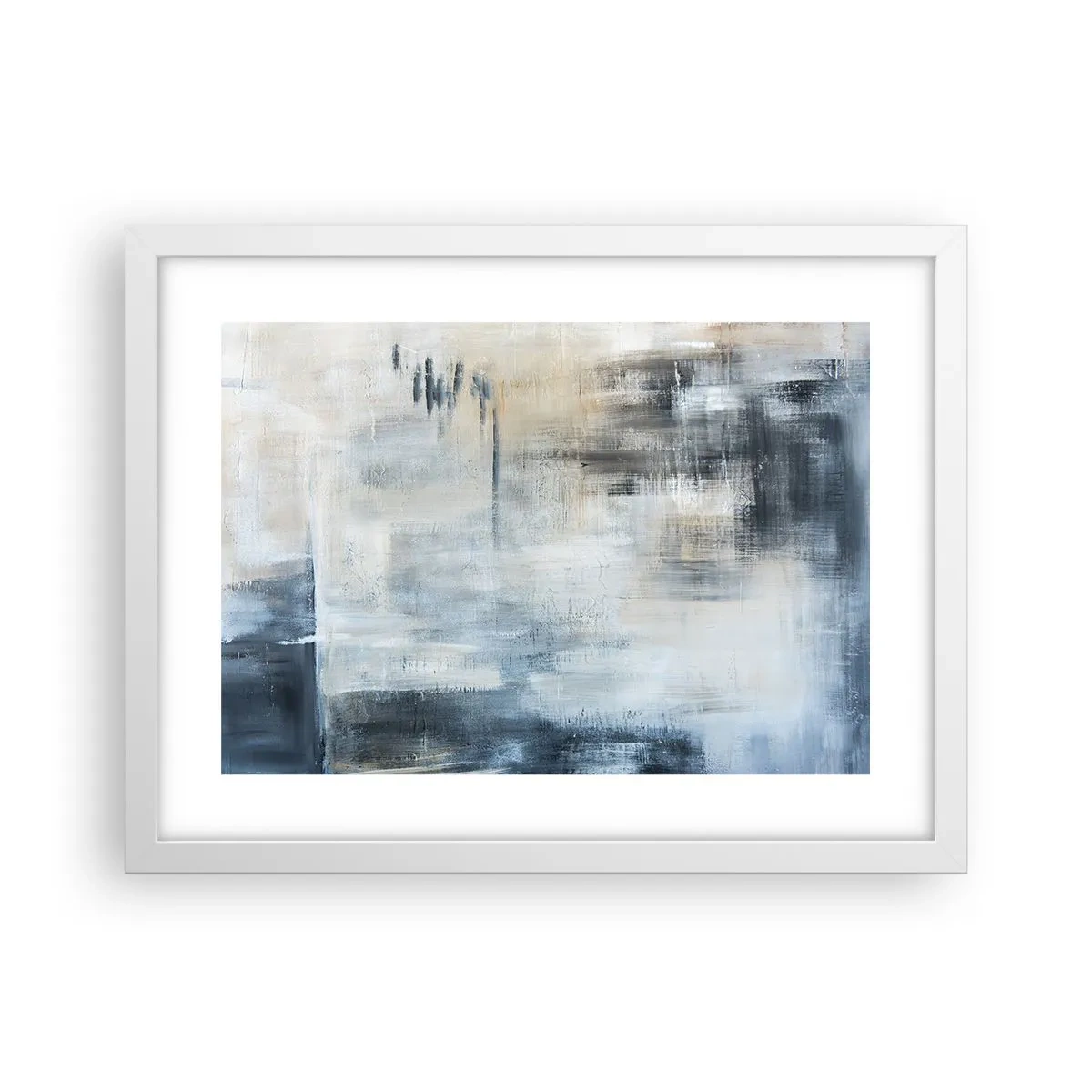 Poster in einem weißen Rahmen - Hinter dem blauen Vorhang - 40x30 cm