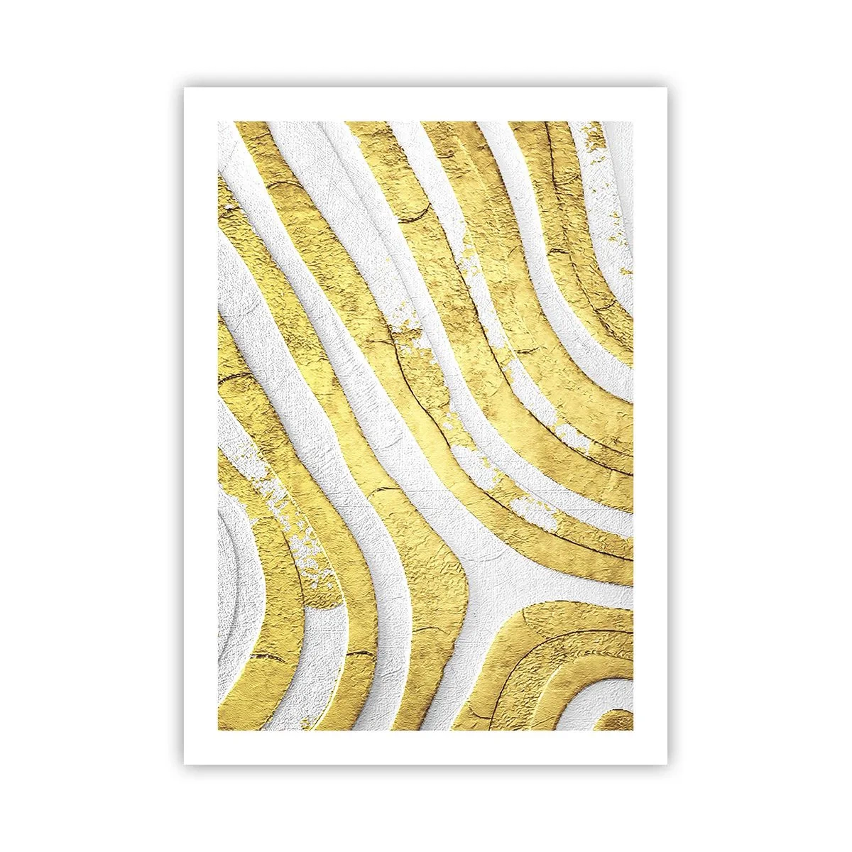 Poster - Goldene Linien auf weißem Hintergrund im abstrakten Stil - 50x70cm - Komposition in Weiß und Gold - Moderne Wanddekoration für Wohnzimmer und Schlafzimmer ARTTOR