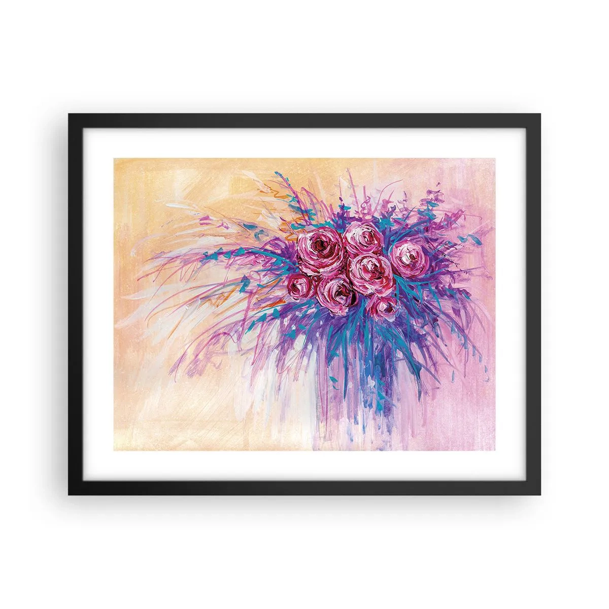 Poster in einem schwarzem Rahmen - Rosenbrunnen - 50x40 cm