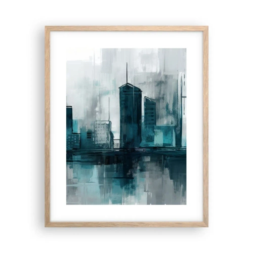 Poster in einem Rahmen aus heller Eiche - Eine Stadt in der Farbe des Regens - 40x50 cm