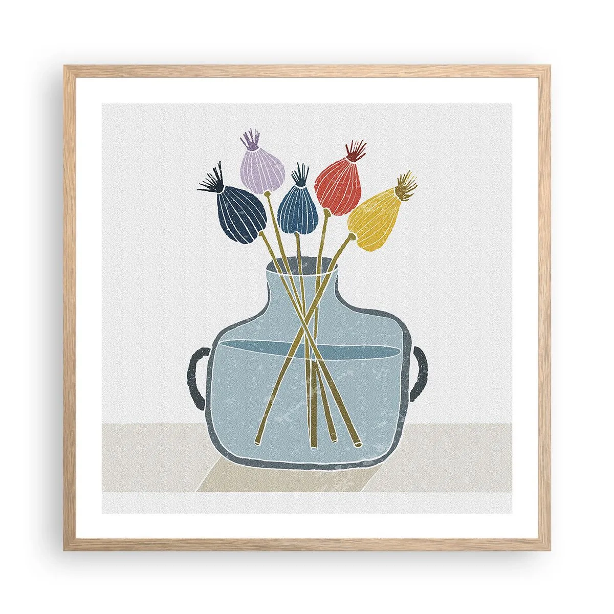 Poster in einem Rahmen aus heller Eiche - Es ist mucksmäuschenstill - 60x60 cm