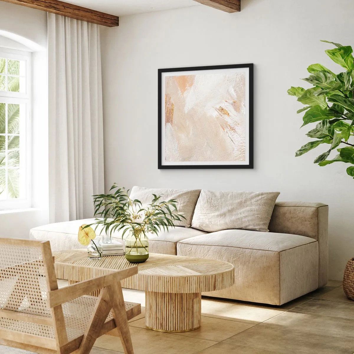 Poster in einem schwarzem Rahmen - Pastellkomposition - 40x40 cm