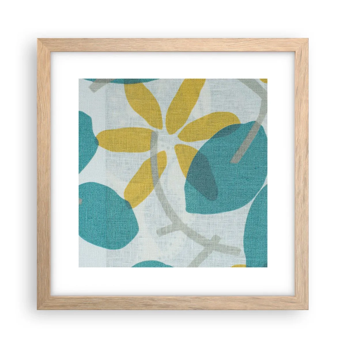 Poster in einem Rahmen aus heller Eiche - Unter den azurblauen Blättern - 30x30 cm