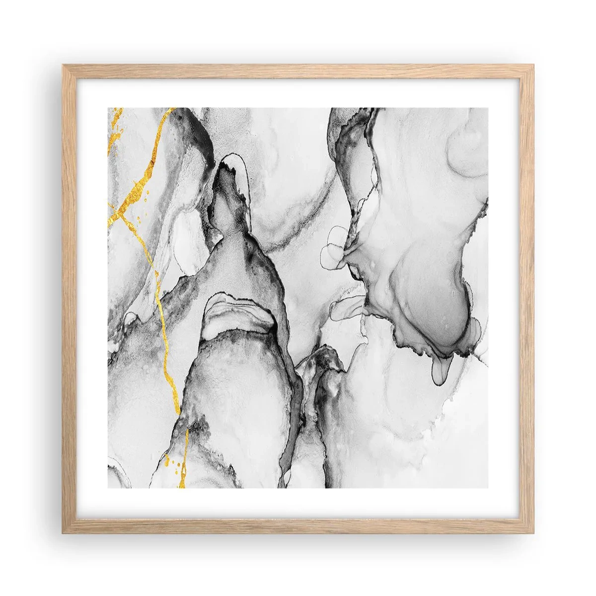 Poster in einem Rahmen aus heller Eiche - Komposition mit Goldmotiv - 50x50 cm