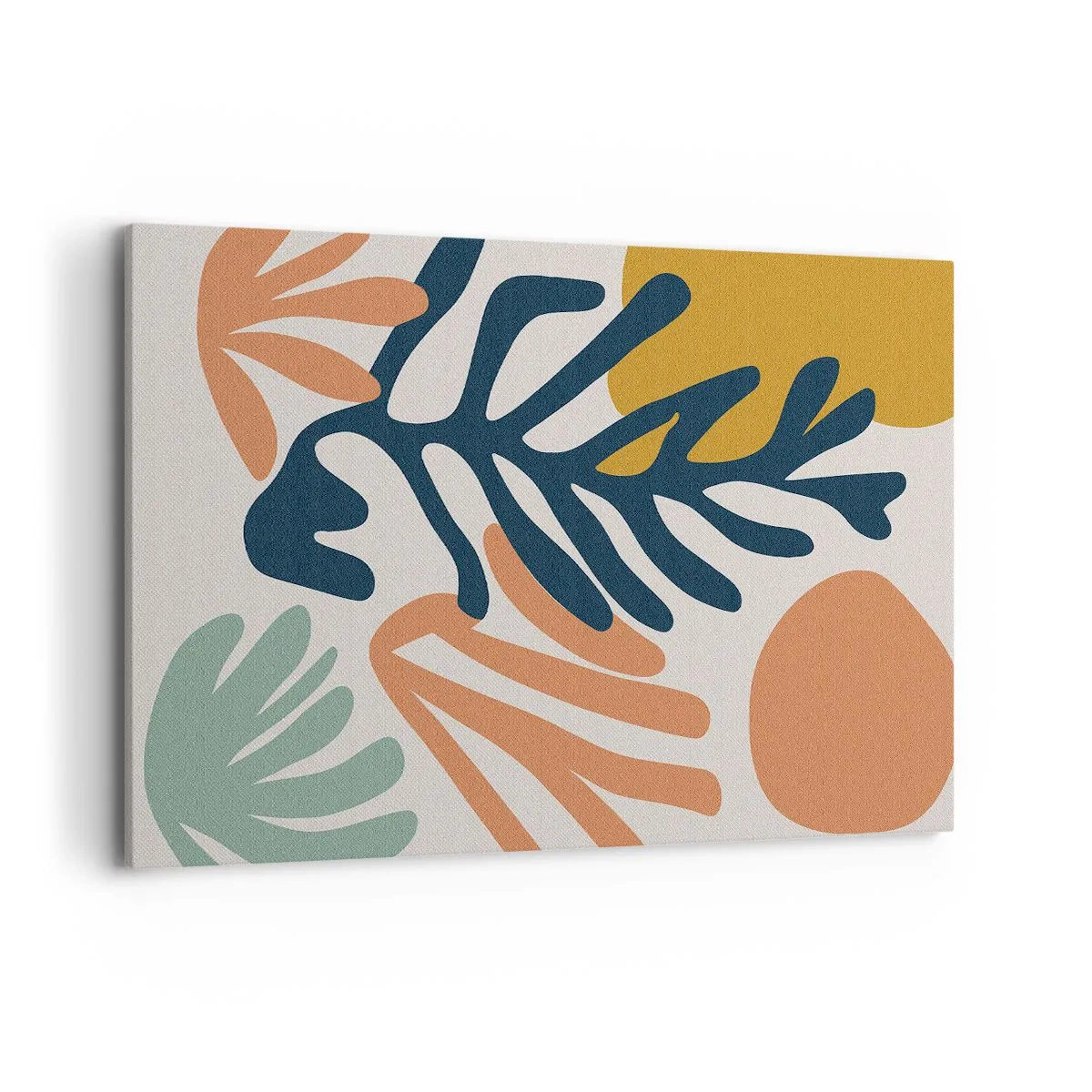 Bild auf Leinwand - Leinwandbild - Bunte Blätter im abstrakten Stil - 120x80cm - Korallenmeere - Moderne Wanddekoration für Wohnzimmer und Schlafzimmer ARTTOR