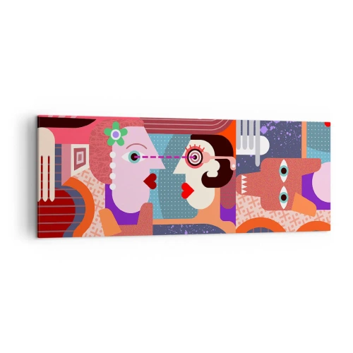 Bild auf Leinwand - Leinwandbild - Abstrakte Figuren in lebendigen Farben - 140x50cm - Augenhöhe - Moderne Wanddekoration für Wohnzimmer und Schlafzimmer ARTTOR