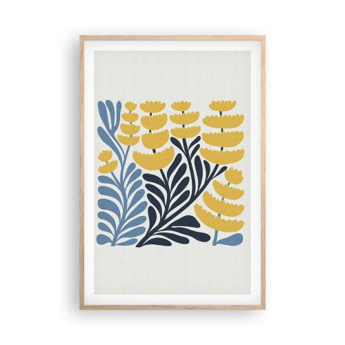 Poster in einem Rahmen aus heller Eiche - Sonniges Blumenbeet - 61x91 cm