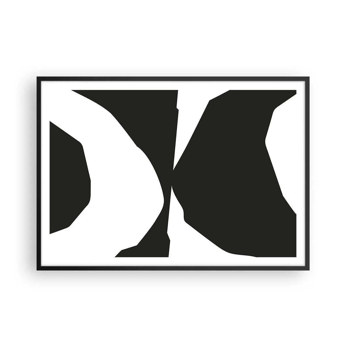 Poster in einem schwarzem Rahmen - Abstraktes Kontrastmuster in Schwarz und Weiß - 100x70cm - Positiv negativ - Moderne Wanddekoration für Wohnzimmer und Schlafzimmer ARTTOR