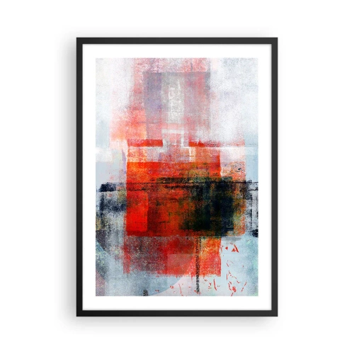 Poster in einem schwarzem Rahmen - Geometrische Abstraktion in intensiven Rottönen - 50x70cm - Komposition leuchtet - Moderne Wanddekoration für Wohnzimmer und Schlafzimmer ARTTOR