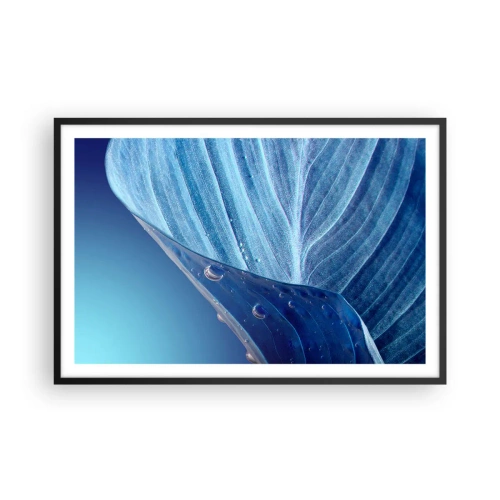 Poster in einem schwarzem Rahmen - Versteckte Tropfen vom Blau - 91x61 cm