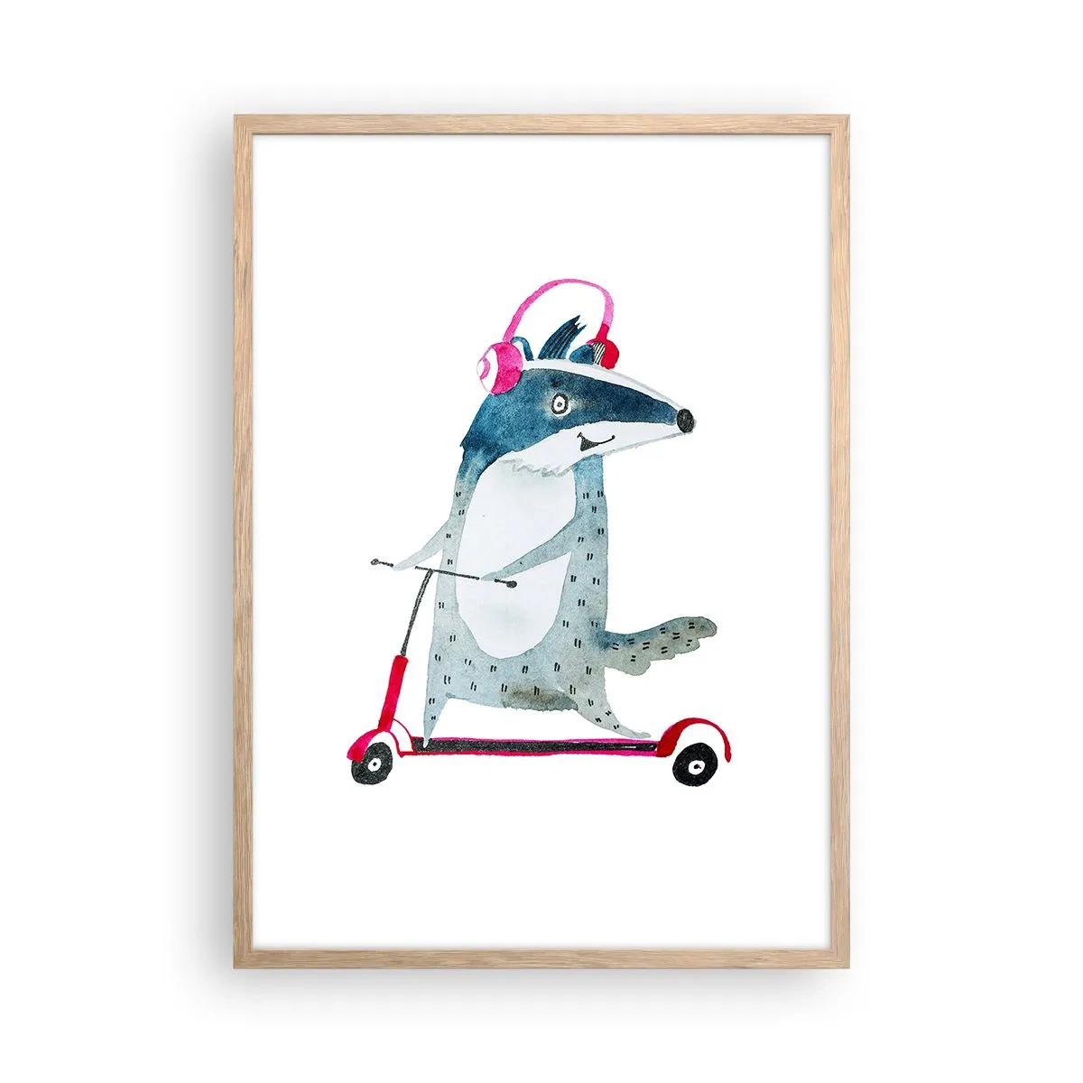 Poster in einem Rahmen aus heller Eiche - Dachsfreude - 50x70 cm