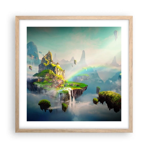 Poster in einem Rahmen aus heller Eiche - Mitten am Himmel - glückliche Inseln - 50x50 cm