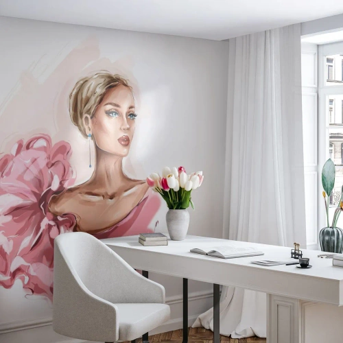 Fototapete Premium Sand - Wie gemalt ... - Frau, Mode, Grafik - 200x140 cm