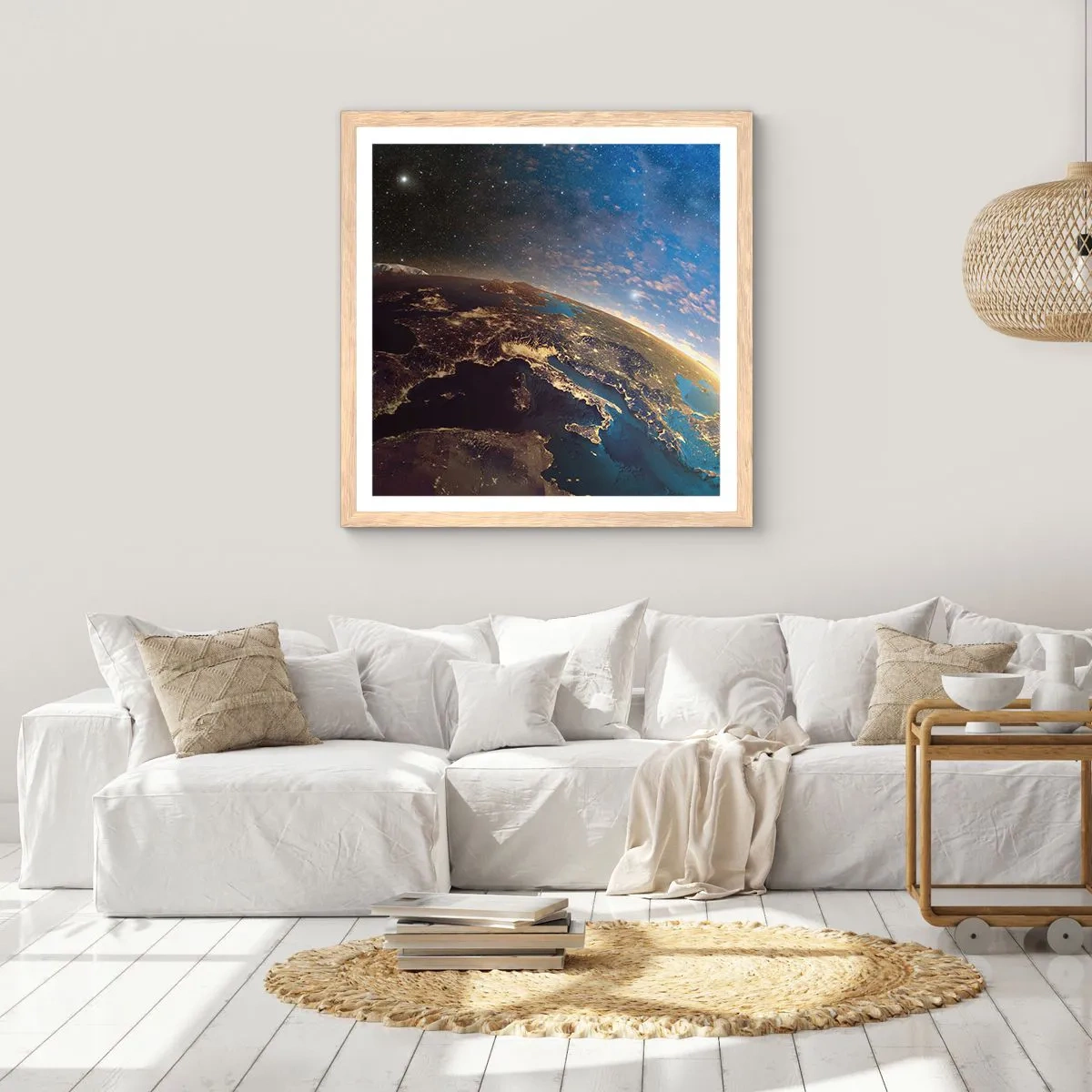 Poster in einem Rahmen aus heller Eiche - Schauen wir uns aus der Ferne an - 30x30 cm