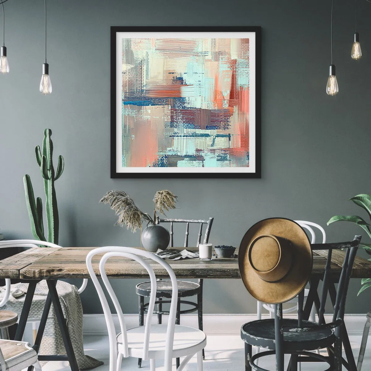 Poster in einem schwarzem Rahmen - Zum Licht kommen - 50x50 cm