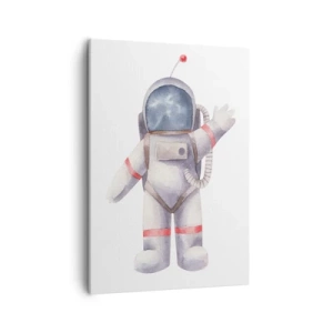 Bild auf Leinwand - Leinwandbild - Astronaut im Aquarellstil auf weißem Hintergrund - 50x70cm - Bis dann! - Moderne Wanddekoration für Wohnzimmer und Schlafzimmer ARTTOR