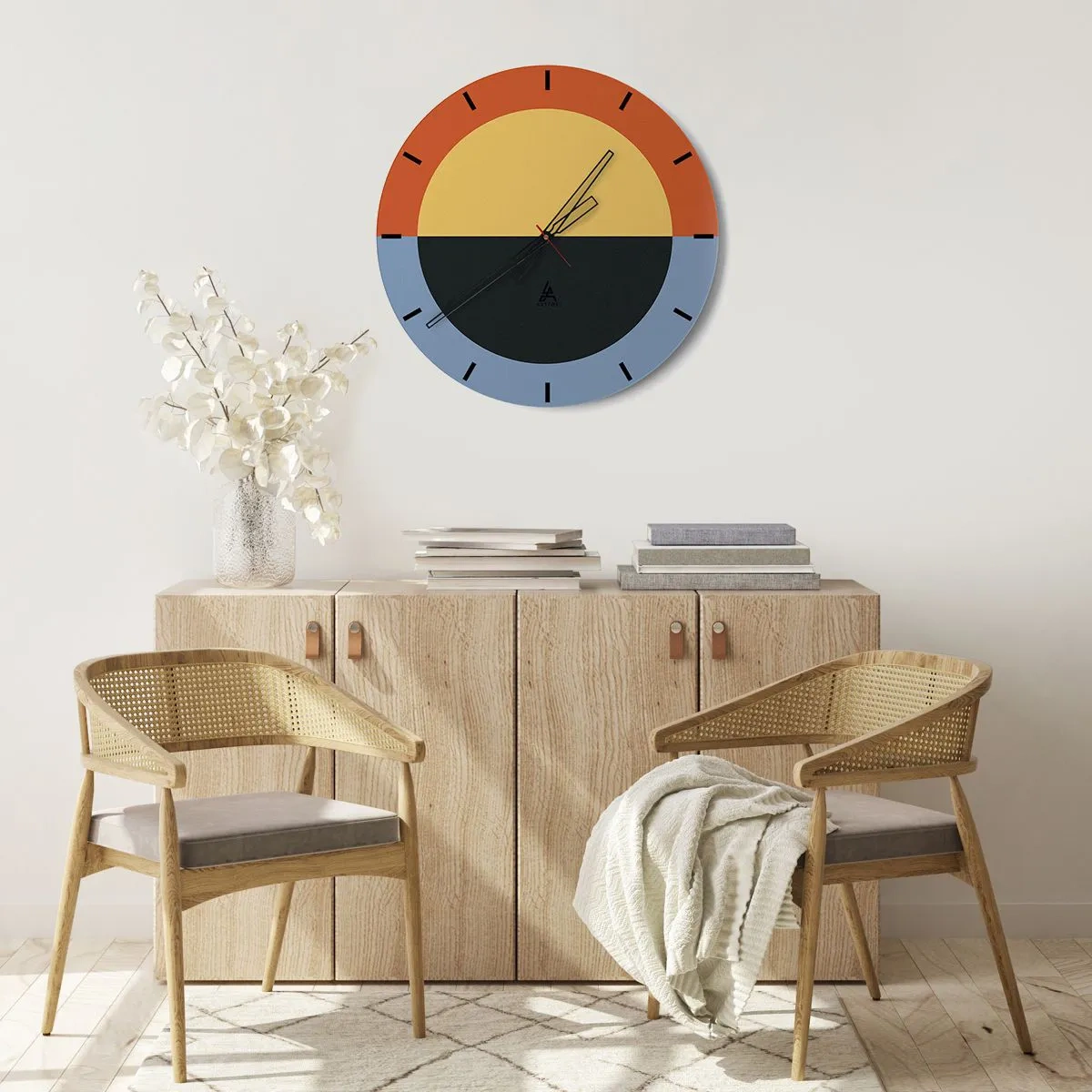 Wanduhr - Glasuhr - Eine Komposition aus Wärme und Kühle - 30x30 cm