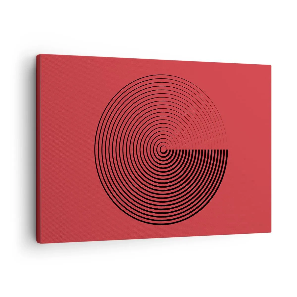 Bild auf Leinwand - Leinwandbild - Konzentrische Kreise auf rotem Hintergrund - 70x50cm - Kreisbewegung - Moderne Wanddekoration für Wohnzimmer und Schlafzimmer ARTTOR