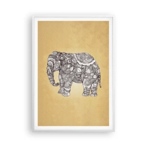 Poster in einem weißen Rahmen - Elefant verhüllte sich - 70x100 cm