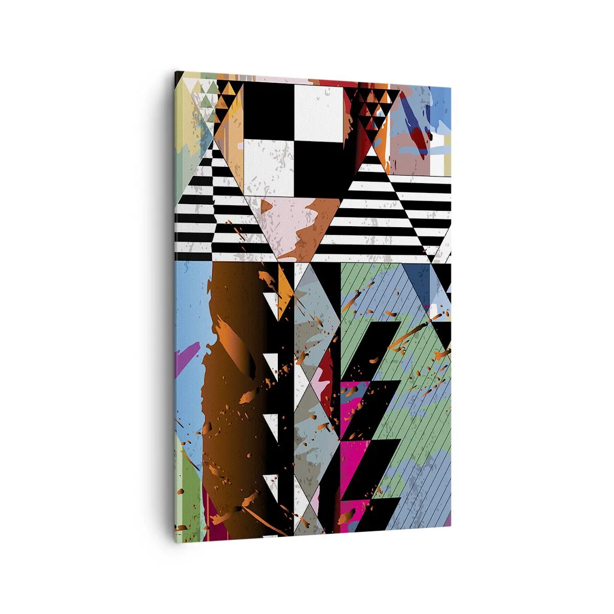 Bild auf Leinwand - Leinwandbild - Abstrakte geometrische Komposition mit lebendigen Farben - 80x120cm - Geometrisch und organisch - Moderne Wanddekoration für Wohnzimmer und Schlafzimmer ARTTOR