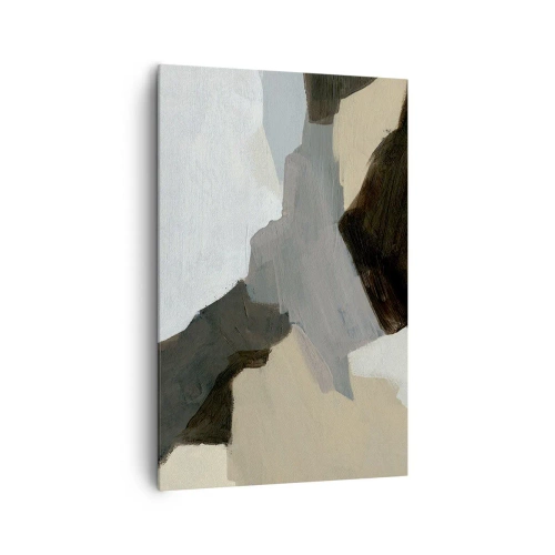 Bild auf Leinwand - Leinwandbild - Abstrakte Formen in Beige-, Braun- und Grautönen - 80x120cm - Abstraktion: Scheideweg des Graus - Moderne Wanddekoration für Wohnzimmer und Schlafzimmer ARTTOR