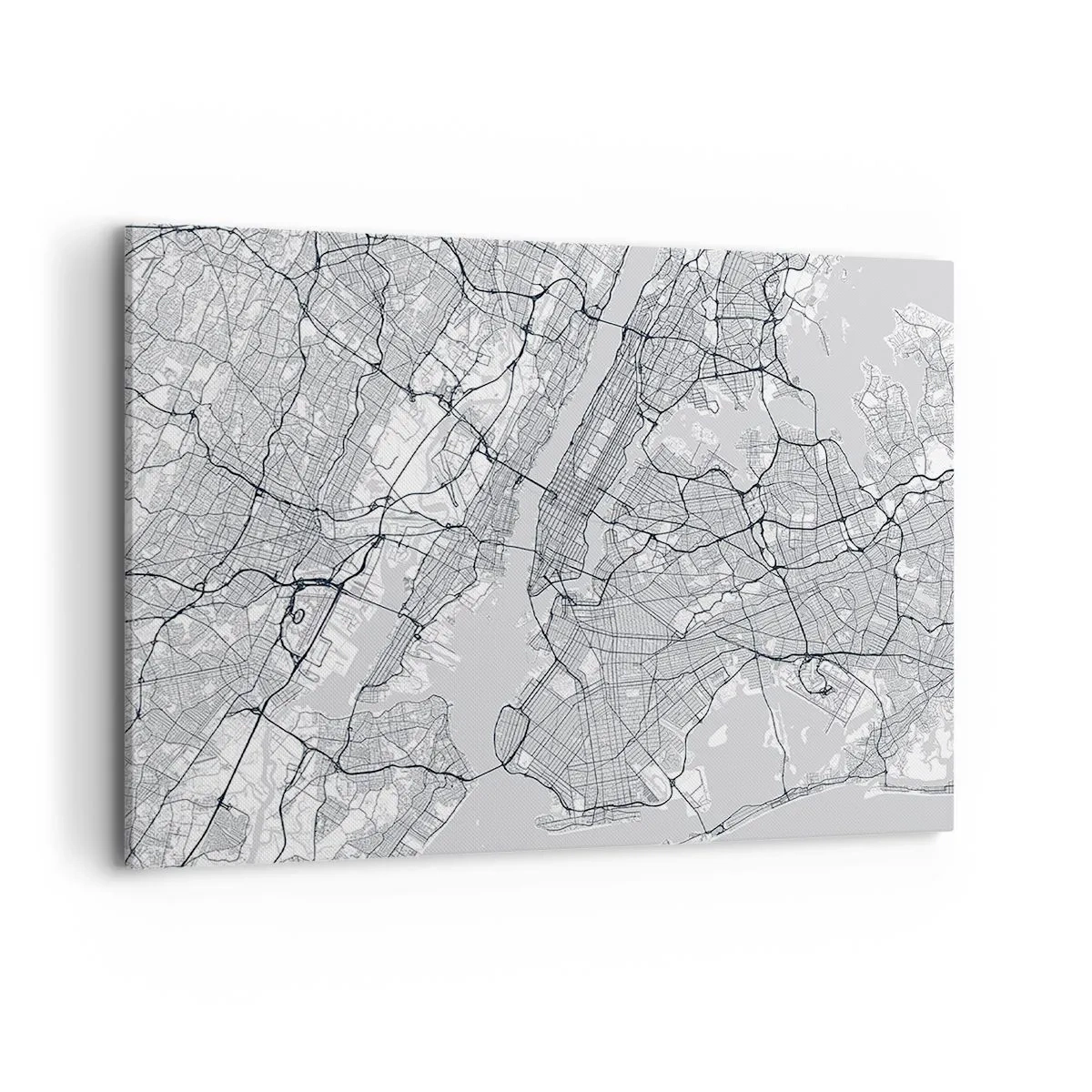 Bild auf Leinwand - Leinwandbild - Ein Stadtplan im minimalistischen Stil auf grauem Hintergrund - 100x70cm - Die Anatomie einer Metropole - Moderne Wanddekoration für Wohnzimmer und Schlafzimmer ARTTOR