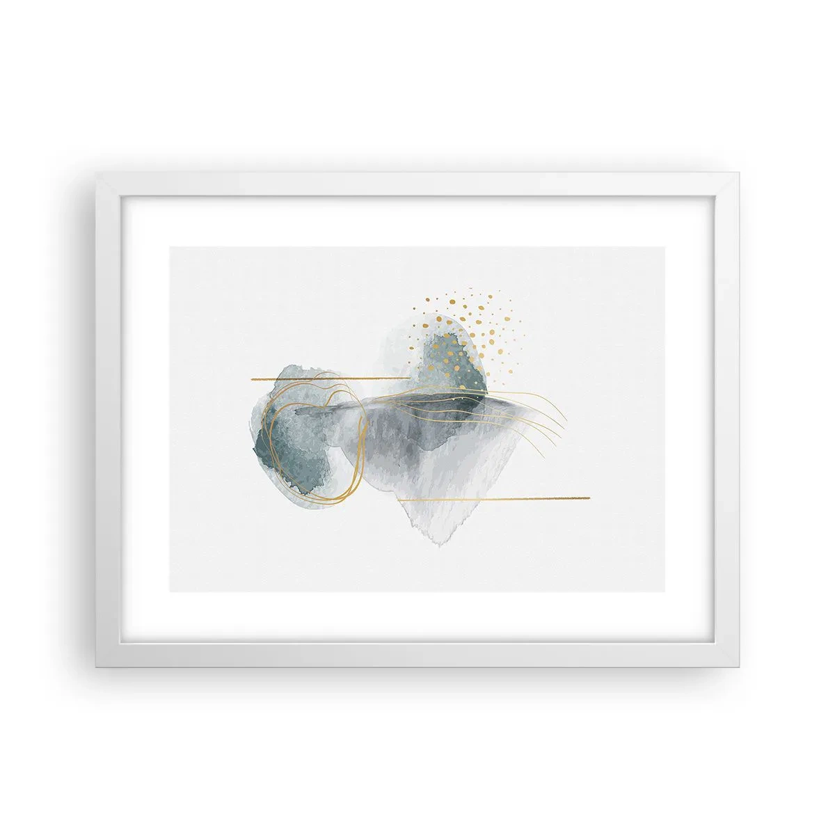 Poster in einem weißen Rahmen - Über das Verhältnis von Grau und Gold - 40x30 cm