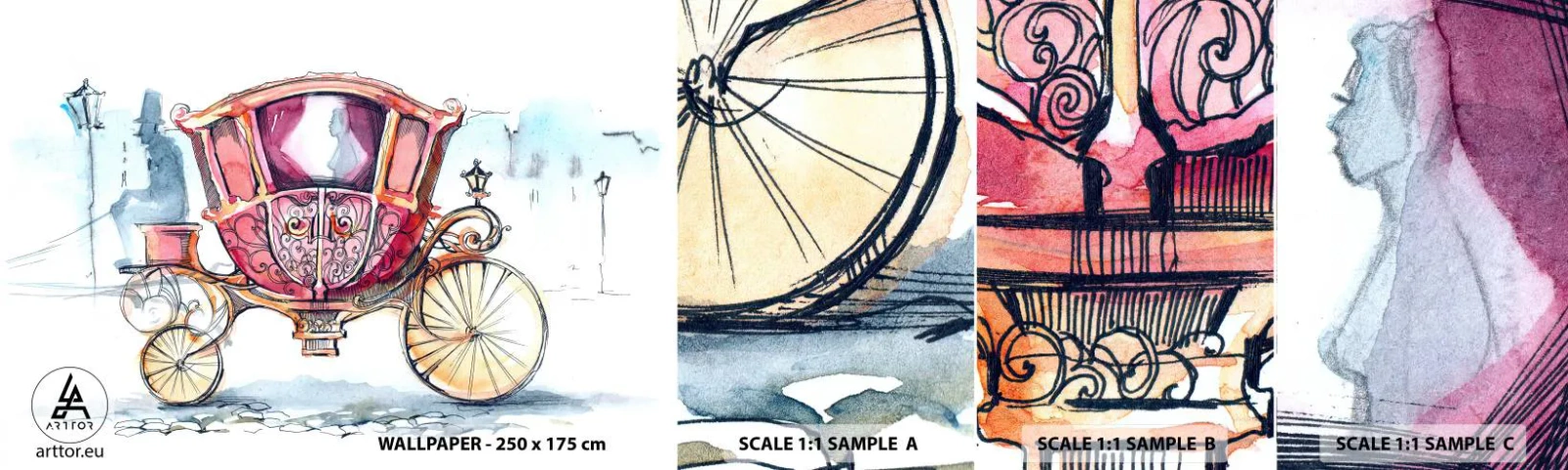 Fototapeten Muster Selbstklebend Deluxe Sticker - Zur Hochzeit oder zum Abschlussball? - Für Kinder, Wagen, Reise - 100x30 cm