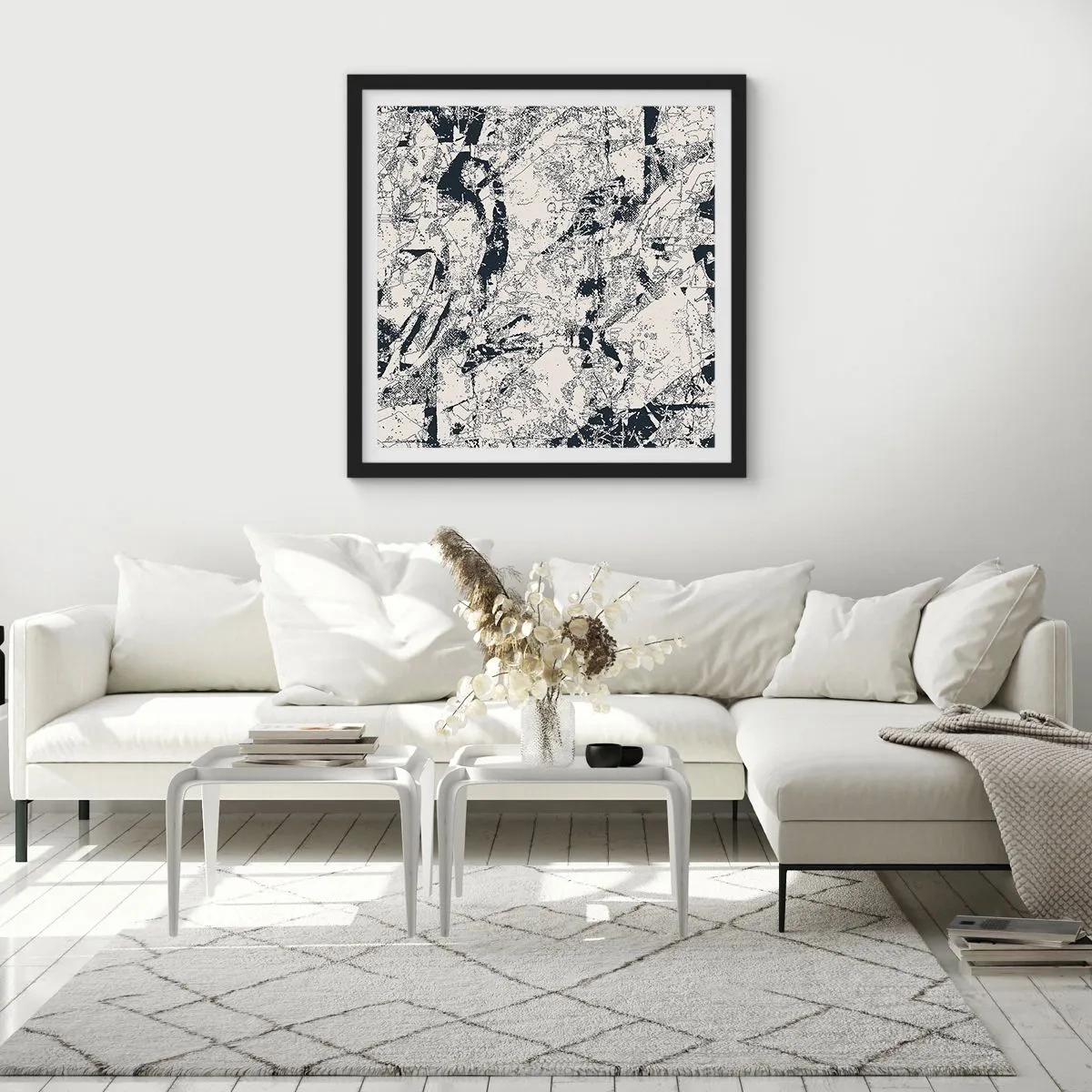 Poster in einem schwarzem Rahmen - Durchdringung der Gegensätze - 30x30 cm