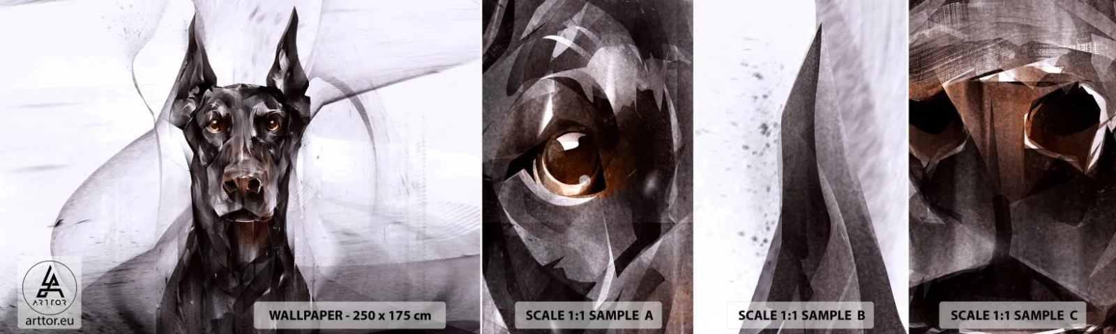 Fototapeten Muster Selbstklebend Deluxe Sticker - Edelgeboren - Abstraktion, Dobermann, Hund - 100x30 cm