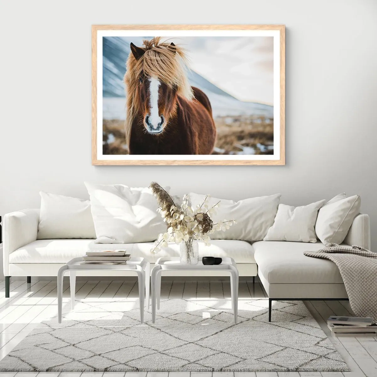 Poster in einem Rahmen aus heller Eiche - Spürst du die Freiheit? - 70x50 cm