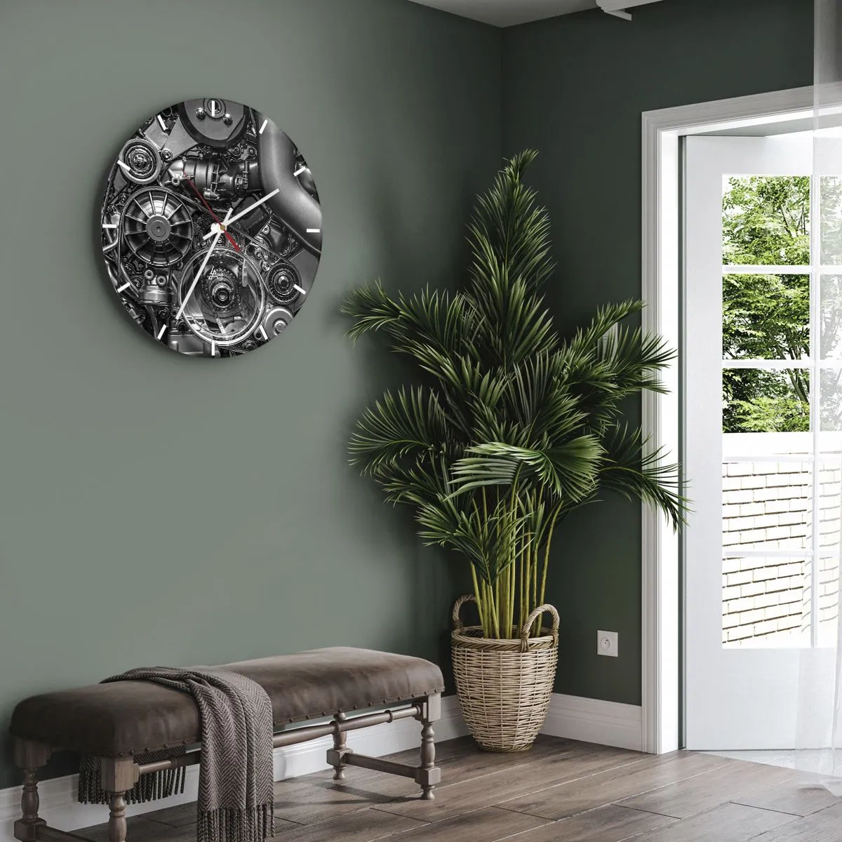 Wanduhr - Glasuhr - Die Poesie der Mechanik - 30x30 cm