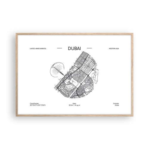 Poster in einem Rahmen aus heller Eiche - Anatomie von Dubai - 100x70 cm