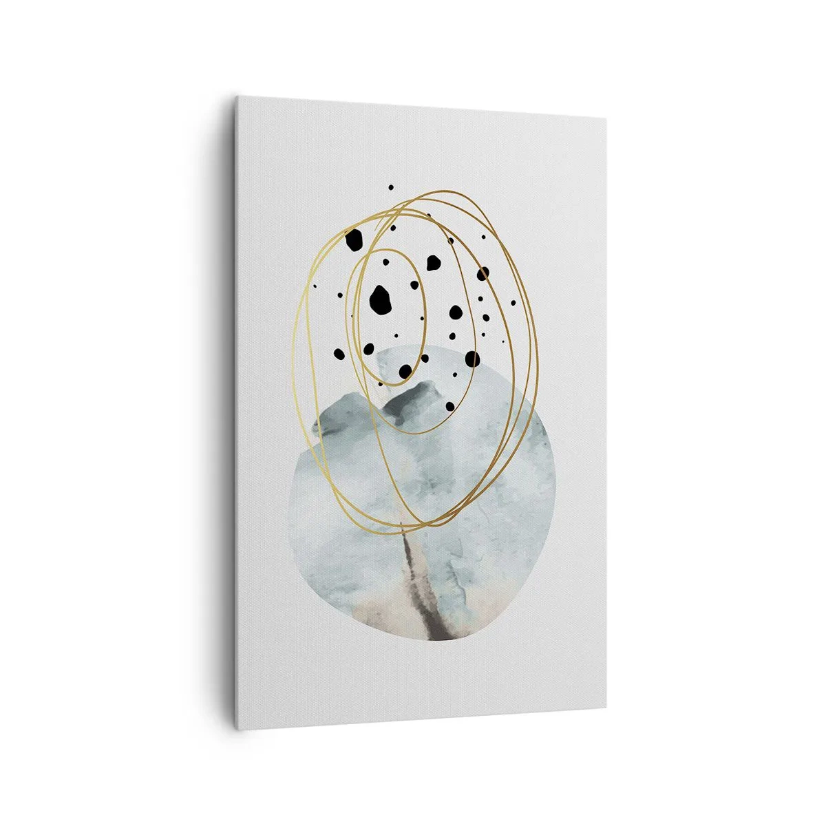 Bild auf Leinwand - Leinwandbild - Minimalistische Abstraktion mit geometrischem Muster und goldenen Linien - 80x120cm - Vom Weltraum umarmt - Moderne Wanddekoration für Wohnzimmer und Schlafzimmer ARTTOR