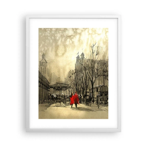 Poster in einem weißen Rahmen - Ein Date im Londoner Nebel - 40x50 cm