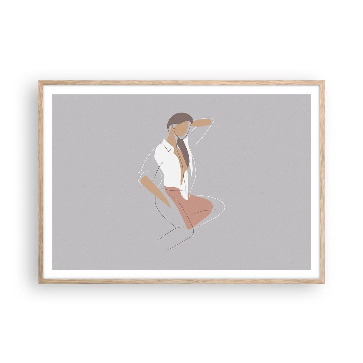 Poster in einem Rahmen aus heller Eiche - Umriss der Anmut - 100x70 cm