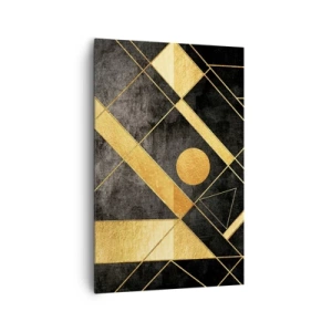 Bild auf Leinwand - Leinwandbild - Geometrische Formen in Gold- und Schwarztönen - 80x120cm - Die Sonne der Wüste - Moderne Wanddekoration für Wohnzimmer und Schlafzimmer ARTTOR