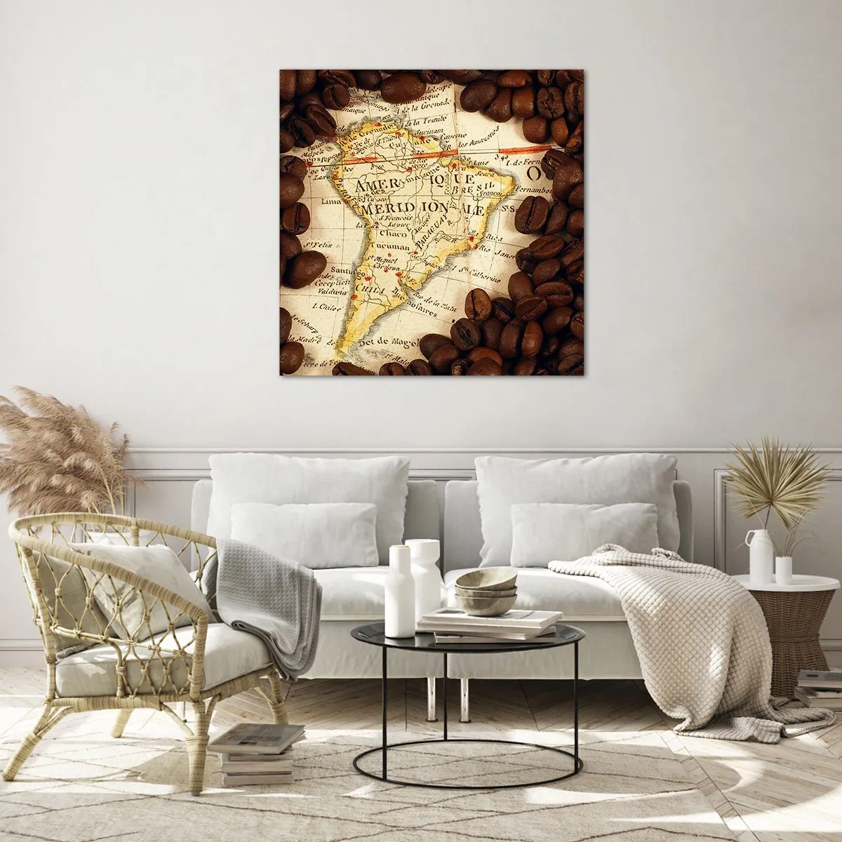 Glasbild - Bild auf glas - Woher kommt der beste Kaffee? - 40x40 cm