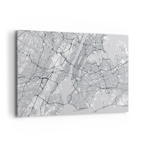 Bild auf Leinwand - Leinwandbild - Ein Stadtplan im minimalistischen Stil auf grauem Hintergrund - 120x80cm - Die Anatomie einer Metropole - Moderne Wanddekoration für Wohnzimmer und Schlafzimmer ARTTOR