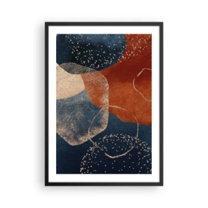 Poster in einem schwarzem Rahmen - Eine abstrakte Komposition in Marineblau- und Goldtönen - 50x70cm - Die Leichtigkeit des Seins - Moderne Wanddekoration für Wohnzimmer und Schlafzimmer ARTTOR