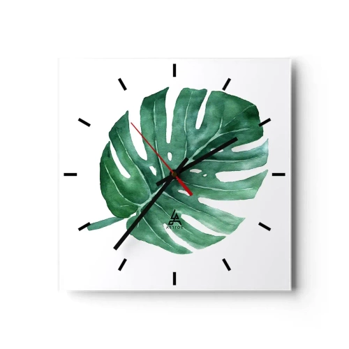 Wanduhr - Glasuhr - Grünes Konzept - 40x40 cm